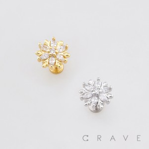 PUSH-FIT ICE FLOWER CZ 316L SURGICAL STEEL LABRET SET